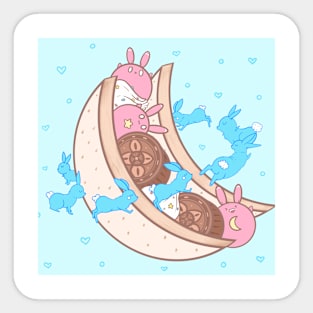 Moon cake sandwich with rabbits Sticker